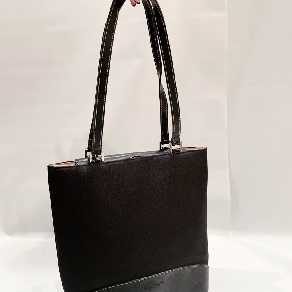Vintage Kate Spade black leather should bag tote EUC - Picture 3 of 8